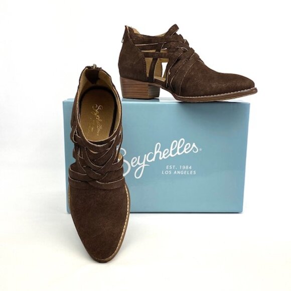 New Seychelles So Blue Copper Metallic Leather Ankle Bootie 8.5 - Picture 1 of 12